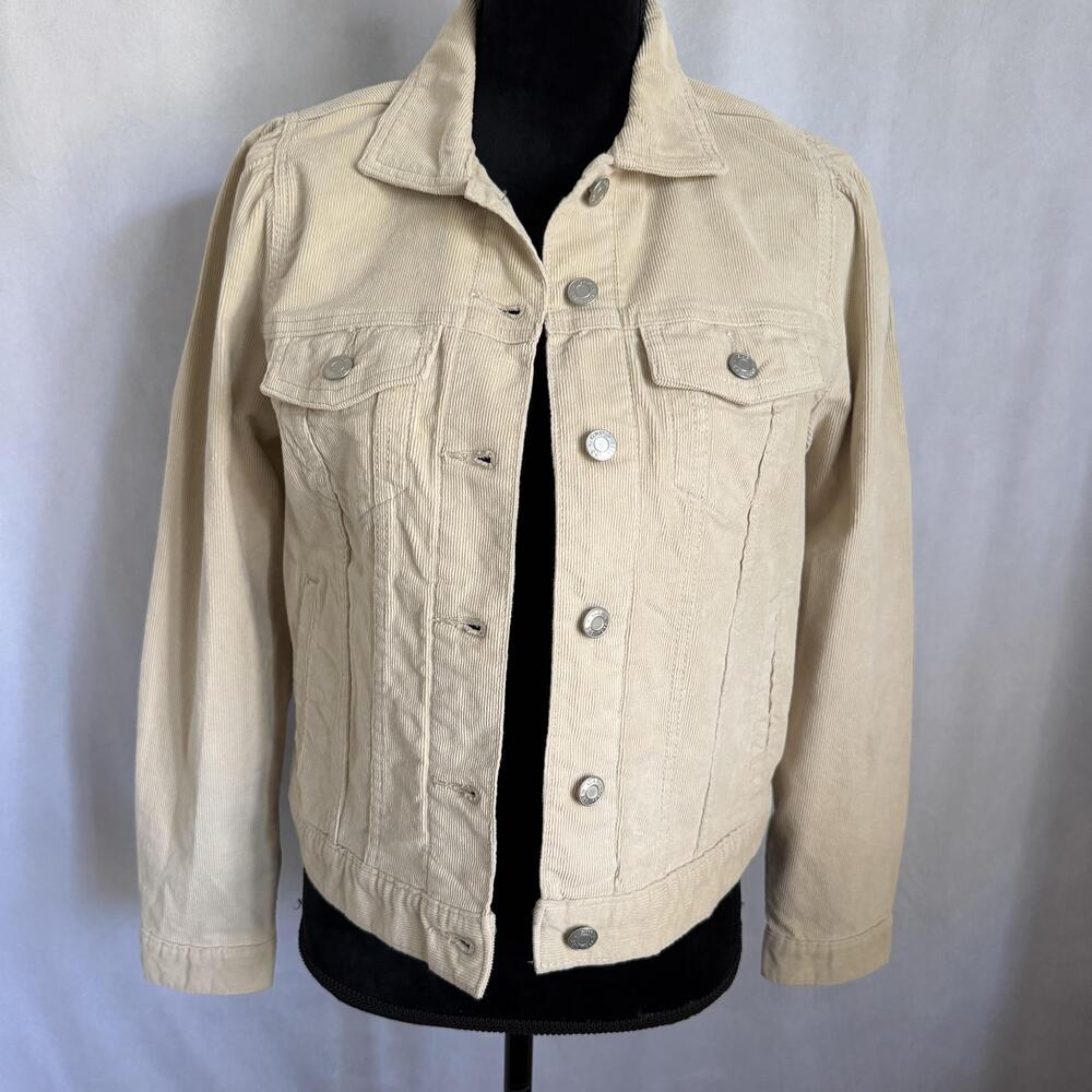 Gap Jacket Womens S Oyster Gray Corduroy Button Front Short Trucker Jacket NWT